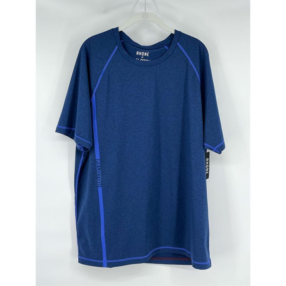 NEW Rhone x Peloton Short Sleeve Activewear Gym Shirt Navy Blue w Logo Size XXL
